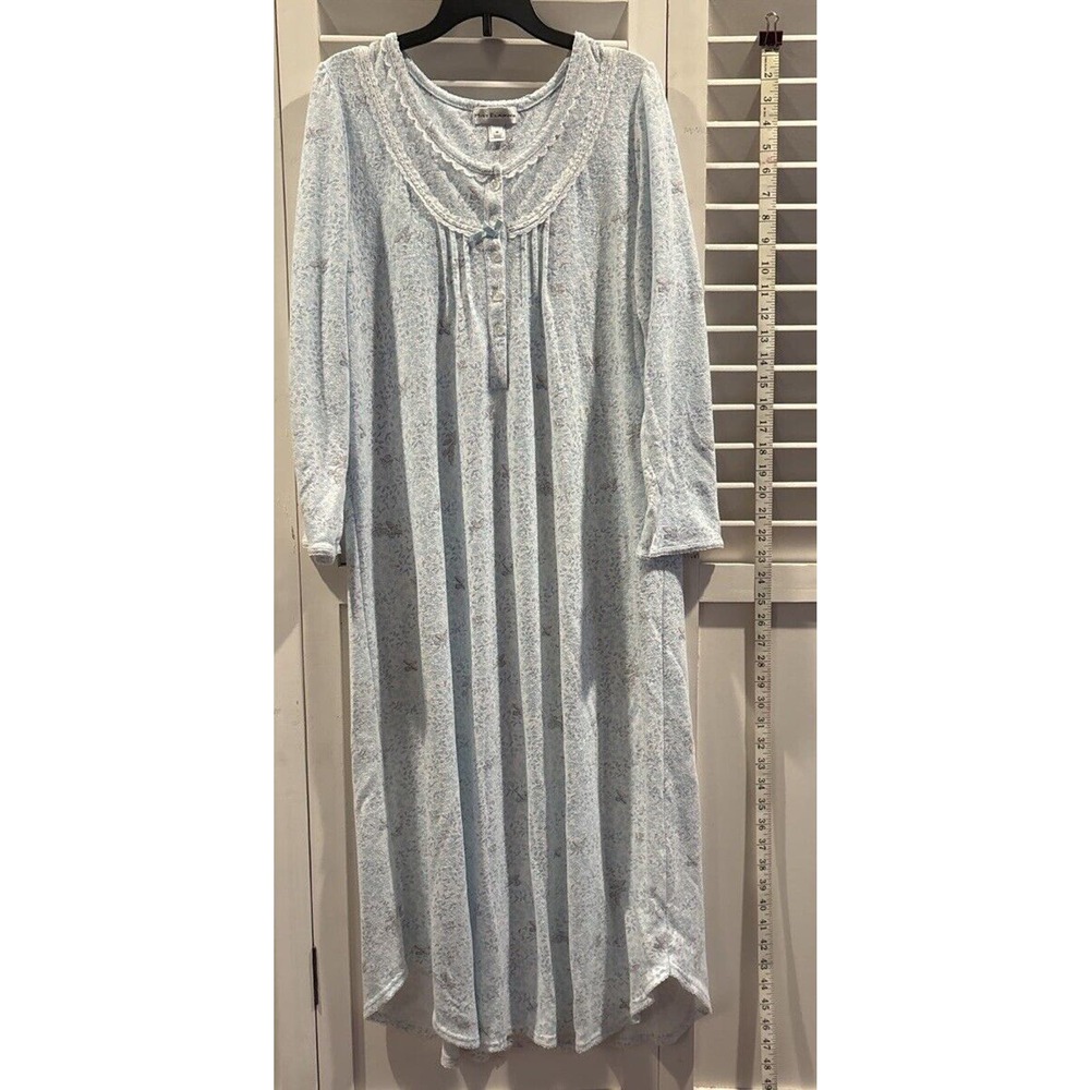 Vintage Miss‎ Elaine Nightgown Medium Blue Fancy Detailed Trim Cottagecore